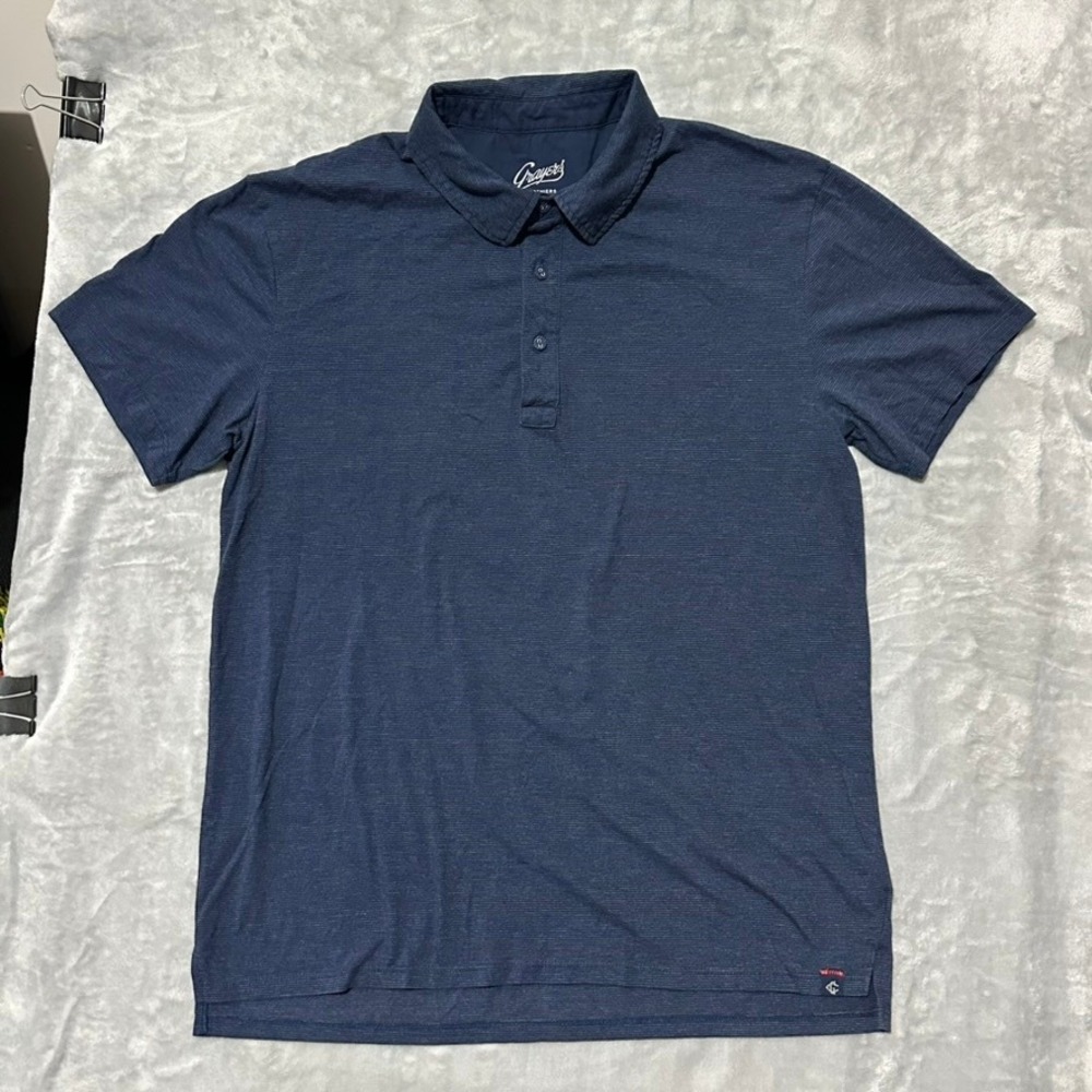 Grayers Mens Classic Fit Blue Cotton Blend Shirt‎ Striped Large